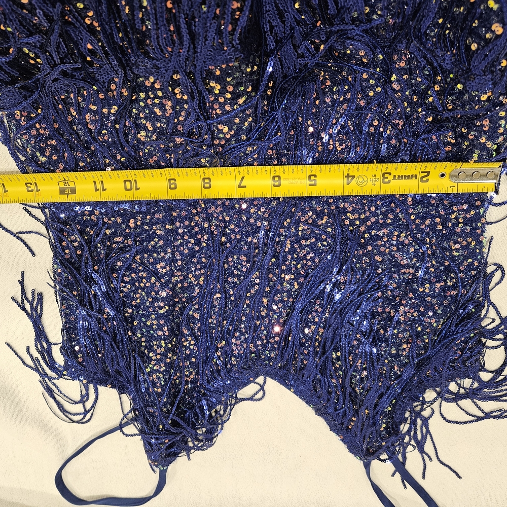 Blue Sequin Fringe Dress - Picture 5 of 8